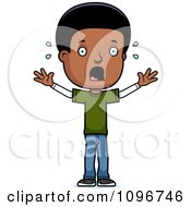 Clipart Scared Black Adolescent Teenage Boy Royalty Free Vector Illustration by Cory Thoman