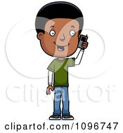 Black Adolescent Teenage Boy Talking On A Cell Phone