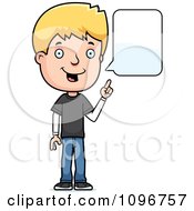 Poster, Art Print Of Blond Adolescent Teenage Boy Talking