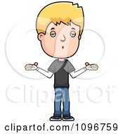 Clipart Blond Adolescent Teenage Boy Shrugging Royalty Free Vector Illustration by Cory Thoman
