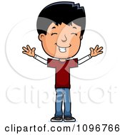 Poster, Art Print Of Happy Adolescent Teenage Boy With Open Arms