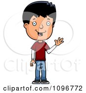 Clipart Friendly Adolescent Teenage Boy Waving Royalty Free Vector Illustration by Cory Thoman
