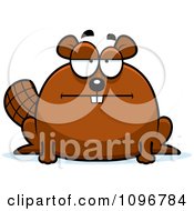 Clipart Bored Chubby Beaver Royalty Free Vector Illustration