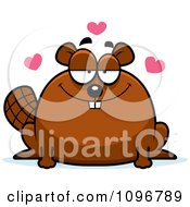 Clipart Chubby Beaver In Love Royalty Free Vector Illustration