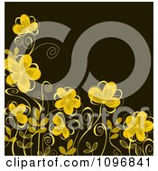 Poster, Art Print Of Background Of Yellow Flowers On Brown