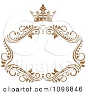 Poster, Art Print Of Gold Ornate Swirl Frame With A Crown And Copyspace On White 1