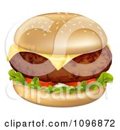 Clipart Thick Cheeseburger With Melted Cheese Royalty Free Vector Illustration
