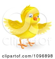 Happy Cute Yellow Easter Chick Flapping Its Wings