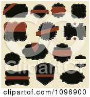 Poster, Art Print Of Brown And Black Sewn Label Design Elements On Beige