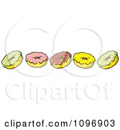 Poster, Art Print Of Border Of Green Pink Brown And Yellow Donuts