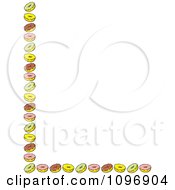 Poster, Art Print Of Left And Bottom Border Of Green Pink Brown And Yellow Donuts