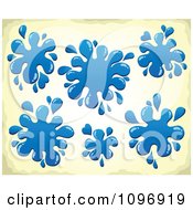 Poster, Art Print Of Blue Paint Splatters On Sepia