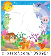 Poster, Art Print Of Frame Of Cute Sea Creatures