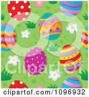 Poster, Art Print Of Seamless Background Of Colorful Easter Eggs On Grass