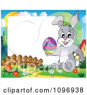 Poster, Art Print Of Happy Easter Rabbit Holding An Easter Egg Frame