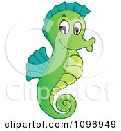 Poster, Art Print Of Happy Green Seahorse