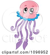 Clipart Happy Cute Jellyfish Royalty Free Vector Illustration by visekart