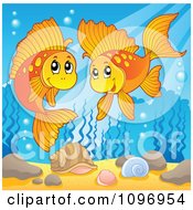 Poster, Art Print Of Two Happy Goldfish Playing Underwater