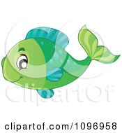 Poster, Art Print Of Happy Green Fish