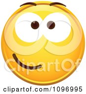 Clipart Yellow Cartoon Smiley Emoticon Happy Face 6 Royalty Free Vector Illustration