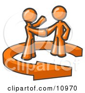 Orange Salesman Shaking Hands With A Client While Making A Deal by Leo Blanchette