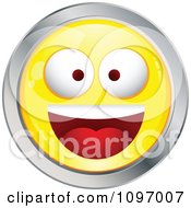 Poster, Art Print Of Yellow And Chrome Cartoon Smiley Emoticon Happy Face 5