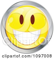 Poster, Art Print Of Yellow And Chrome Cartoon Smiley Emoticon Happy Face 6