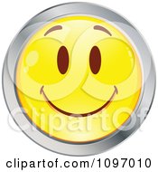 Poster, Art Print Of Yellow And Chrome Cartoon Smiley Emoticon Happy Face 8