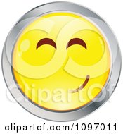 Poster, Art Print Of Yellow And Chrome Cartoon Smiley Emoticon Happy Face 9