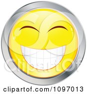 Poster, Art Print Of Yellow And Chrome Cartoon Smiley Emoticon Happy Face 11