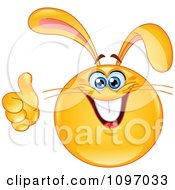 Poster, Art Print Of Happy Easter Bunny Rabbit Emoticon Holding A Thumb Up