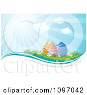 Poster, Art Print Of Colorful Easter Eggs In Grass With Wildflowers And Sunshine