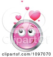 Poster, Art Print Of Pink And Chrome Cartoon Smiley Love Emoticon Face
