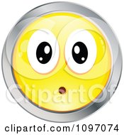 Poster, Art Print Of Surprised Yellow And Chrome Cartoon Smiley Emoticon Face 7