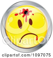 Poster, Art Print Of Shot Yellow And Chrome Cartoon Smiley Emoticon Face 2
