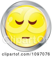 Poster, Art Print Of Depressed Yellow And Chrome Cartoon Smiley Emoticon Face