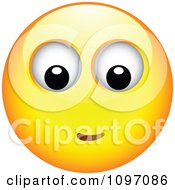 Clipart Interested Yellow Emoticon Smiley Face Royalty Free Vector Illustration