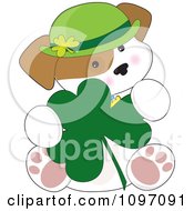 Poster, Art Print Of Cute St Patricks Day Puppy Sitting With A Shamrock
