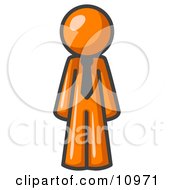 Orange Business Man Wearing A Tie Standing With His Arms At His Side by Leo Blanchette