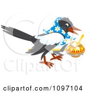 Poster, Art Print Of Magpie Wearing A Bandana And Lifting A Pot Of Food