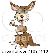 Clipart Blue Eyed Kangaroo Holding A Thumb Up Royalty Free Vector Illustration by dero