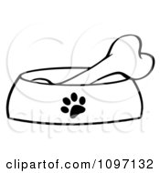 Poster, Art Print Of Black And White Bone In A Dog Bowl Dish