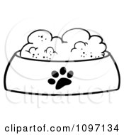 Wet Dog Food In A Black And White Food Bowl Dish