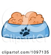 Poster, Art Print Of Wet Dog Food In A Blue Food Bowl Dish