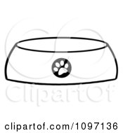 Black And White Dog Bowl Food Dish With A Paw Print