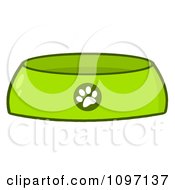 Poster, Art Print Of Green Dog Bowl Food Dish With A Paw Print