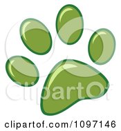 Poster, Art Print Of Green Dog Paw Print