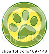 Green And Yellow Dog Paw Print Circle