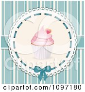 Clipart Blue Stripe Cupcake Background Royalty Free Vector Illustration by elaineitalia