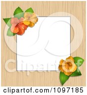 Poster, Art Print Of Border Or Frame Of Wood And Hibiscus Flowers With Copyspace